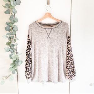 NWOT Leopard Print Sleeve Knit Top